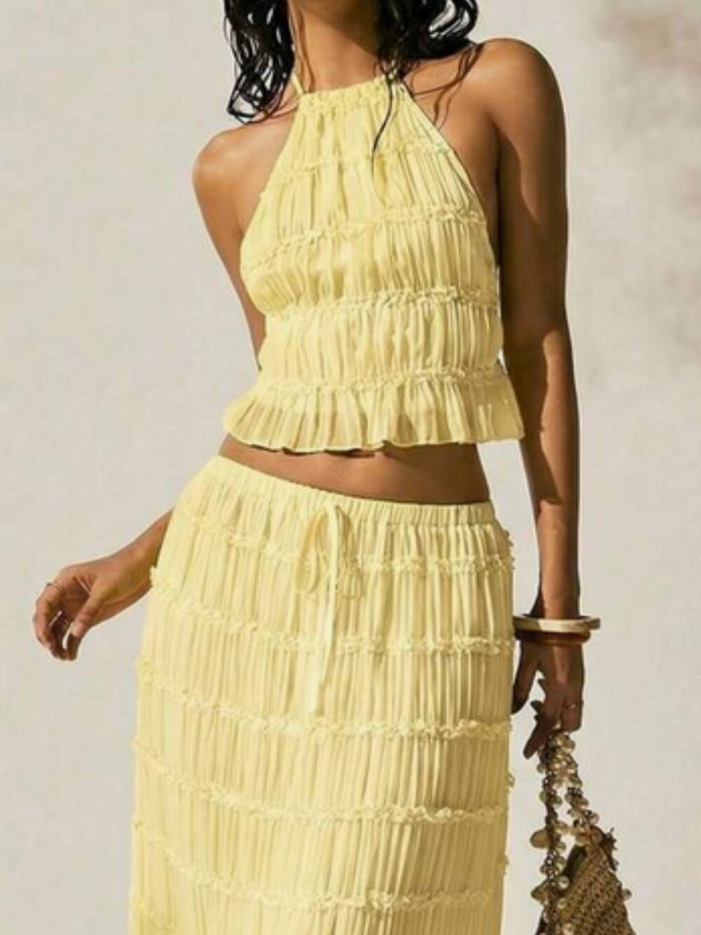 Beach Vacation Yellow Set maxi skirt  size 6